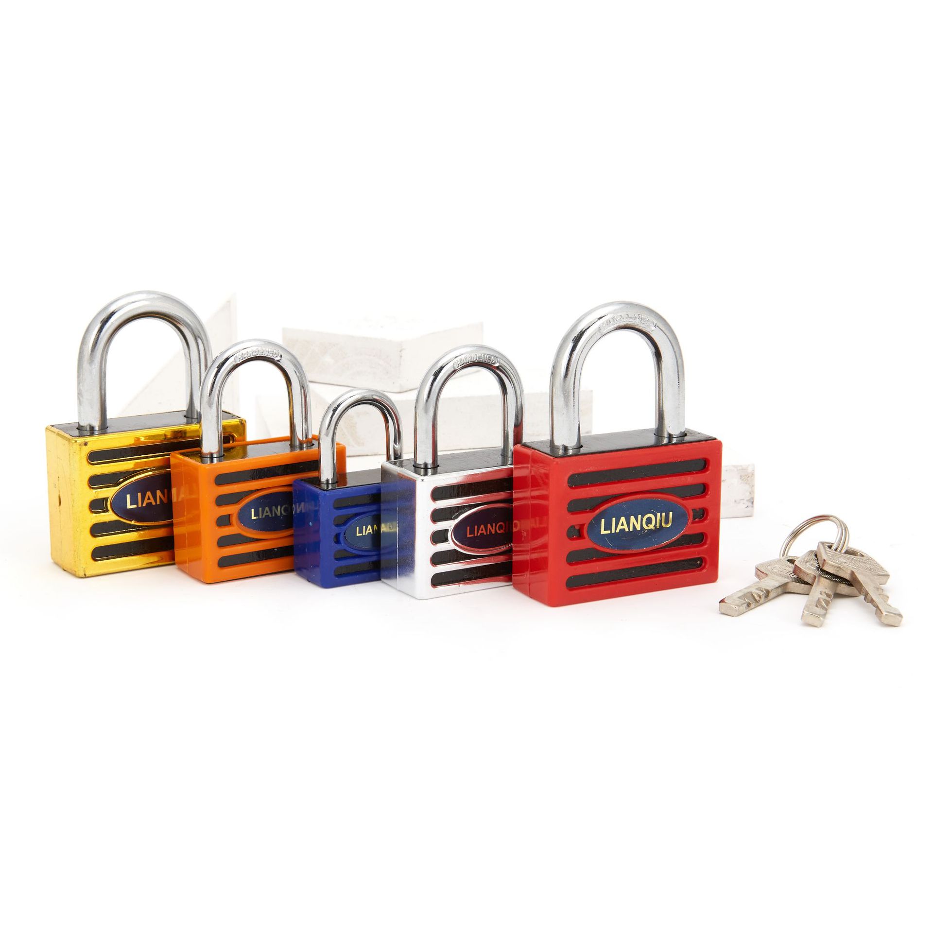 Silver Set Plastic Square Steering Lock Iron Padlock Open Key Outdoor Lock Factory Wholesale Suction Card Direct Wholesale
