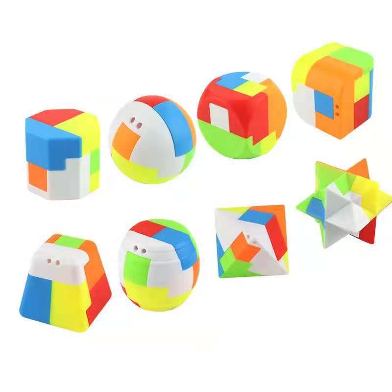Cross-Border Christmas Gift Box round Heart-Shaped Burr Puzzle Decompression Lock Plastic Puzzle Burr Puzzle Building Blocks Student Disassembly Toys