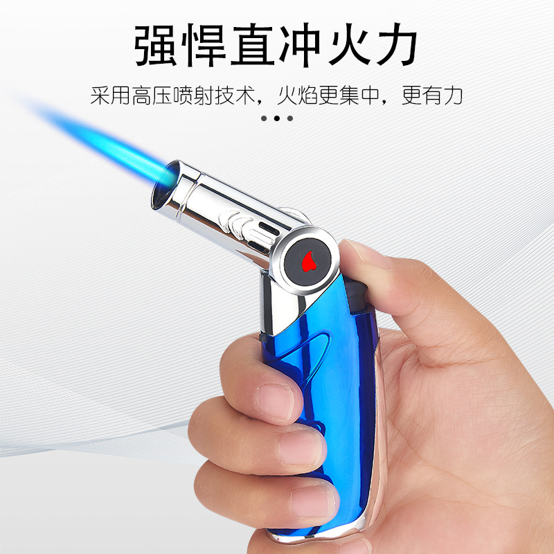 At806 Fixed Fire Lock Fire Blue Flame Direct Punching Windproof Flame Gun Straight Head Deformable Curved Lighter Cross-Border Wholesale