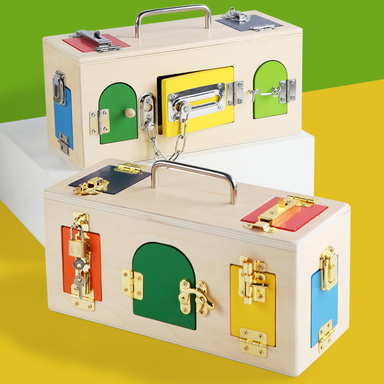 Wooden Montessori Lock Box Teaching Aids Baby and Child Daily Life Hands-on Early Education Educational Intelligence Unlocking Toys
