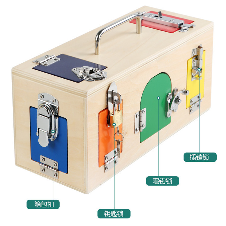 Wooden Montessori Lock Box Teaching Aids Baby and Child Daily Life Hands-on Early Education Educational Intelligence Unlocking Toys