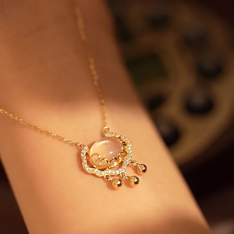 925 Sterling Silver Customized Xiangyun Ruyi Safety Lock Necklace Female Korean Ins Longevity Lock Dignified Pendant Clavicle Chain Female