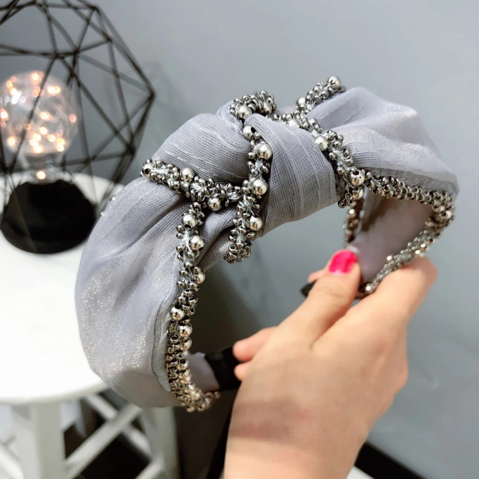 B057 headband female pearl headband headband pressure hair tie sweet non-slip hair tie lock edge damp simple hair band web celebrity