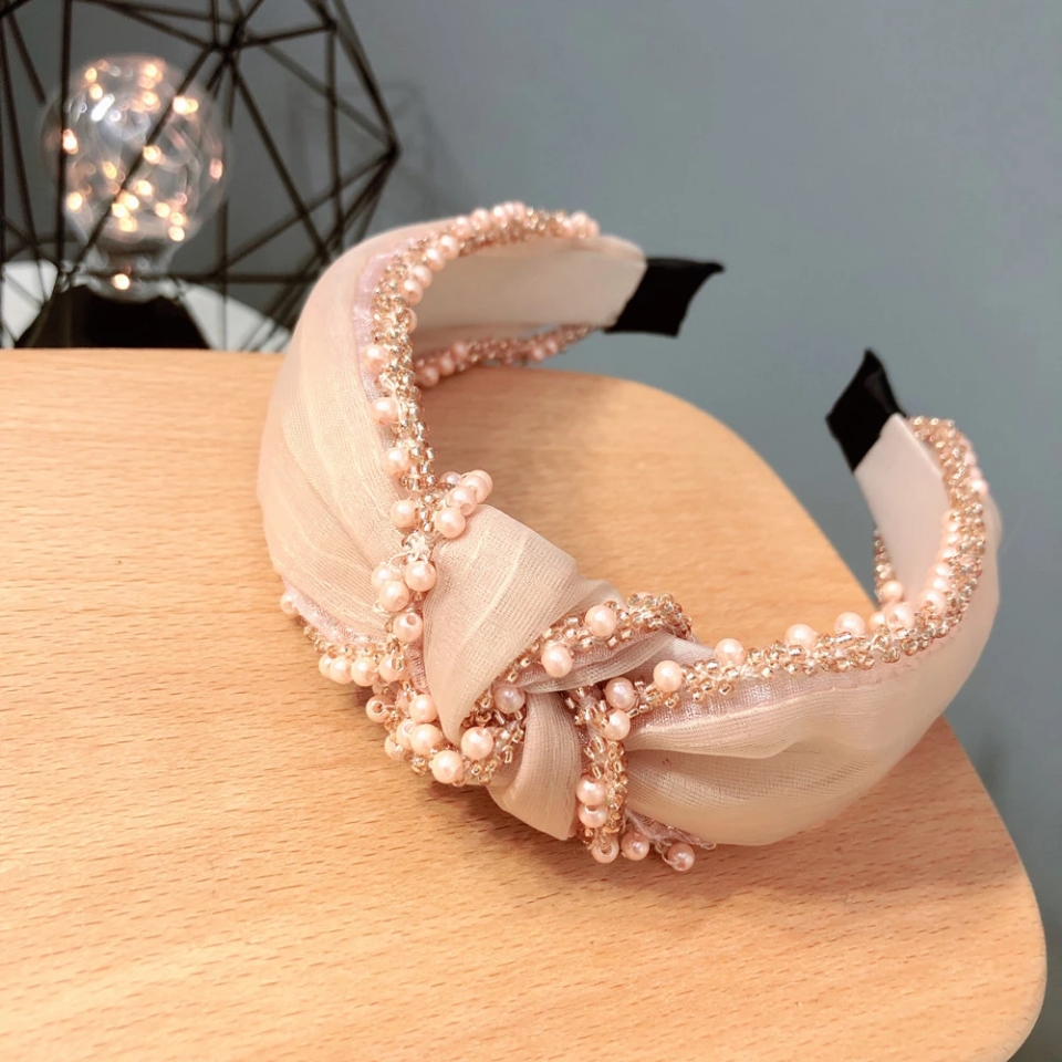 B057 headband female pearl headband headband pressure hair tie sweet non-slip hair tie lock edge damp simple hair band web celebrity