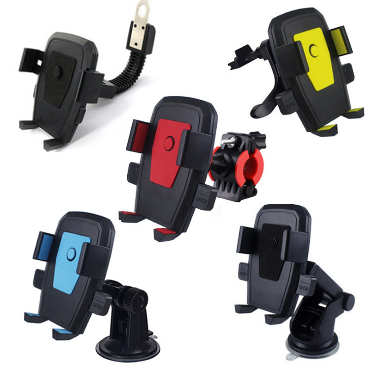 Automatic Lock Mobile Phone Holder Bicycle Car Phone Holder Air Outlet Suction Disc Universal Telescopic Rod Factory Direct Sales