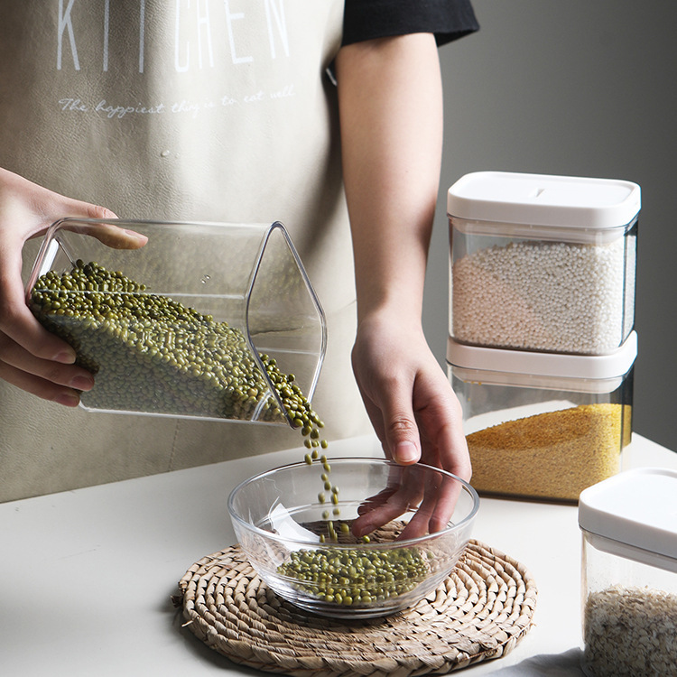 Pet Transparent Sealed Jar Household Kitchen Cereals Lock Fresh-Keeping Storage Jar Stackable Food Storage Tank