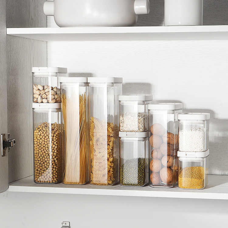 Pet Transparent Sealed Jar Household Kitchen Cereals Lock Fresh-Keeping Storage Jar Stackable Food Storage Tank