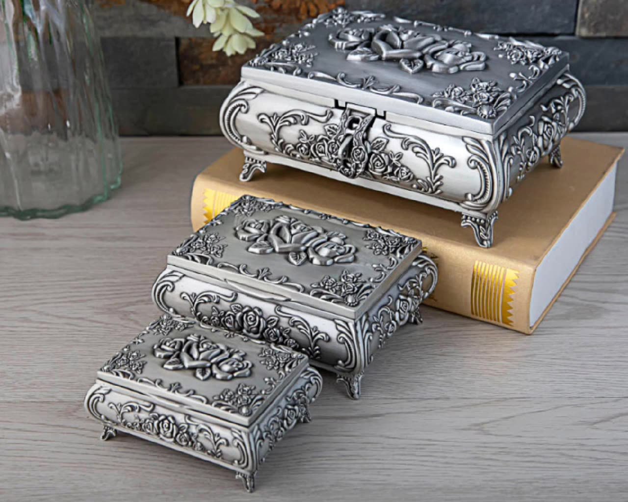 Nordic Light Luxury Creative Ins Style Vintage Jewelry Ear Stud Necklace Ring Jewelry Box High-End Storage Box with Lock