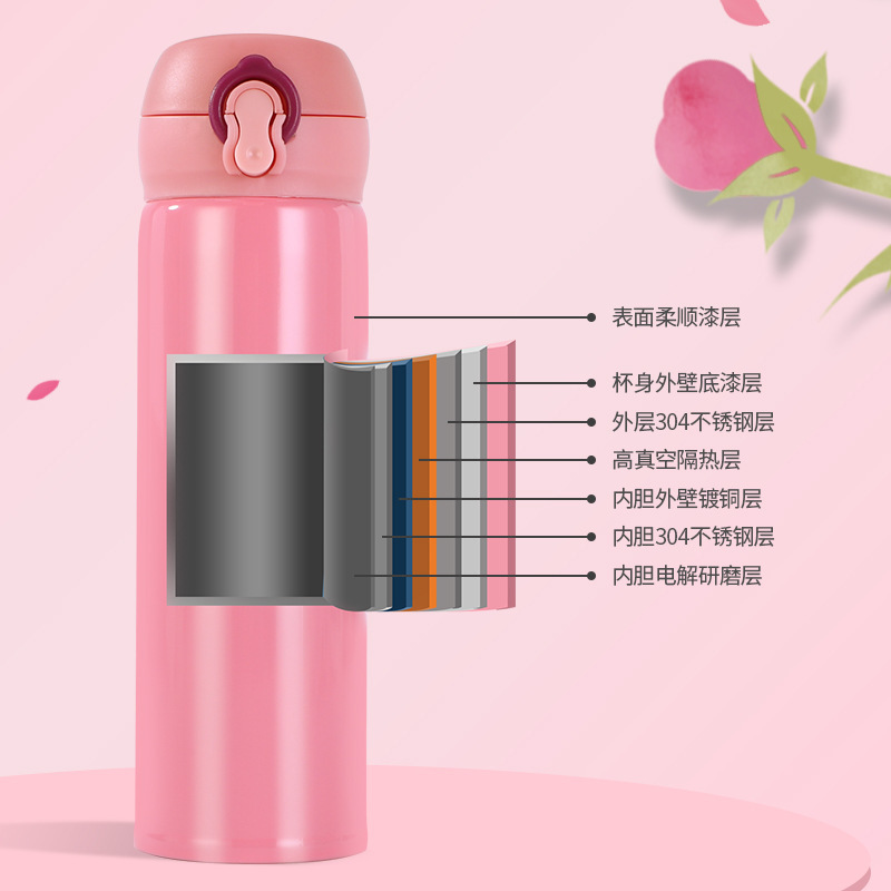 304 Stainless Steel Bullet Cup Simple Children&#039;s Thermos Mug Advertising Tumbler Gift Cup Car Lock Water Cup