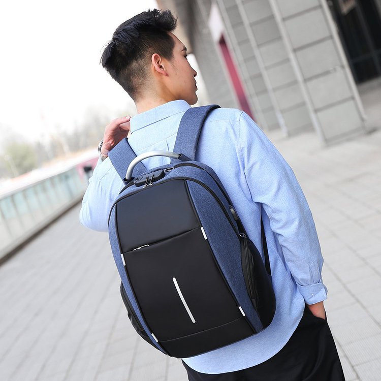Cross-Border Shoulder Creative Style Backpack Women&#039;s Bag Men&#039;s Backpack Computer Bag USB Schoolbag Password Lock Anti-Theft Package