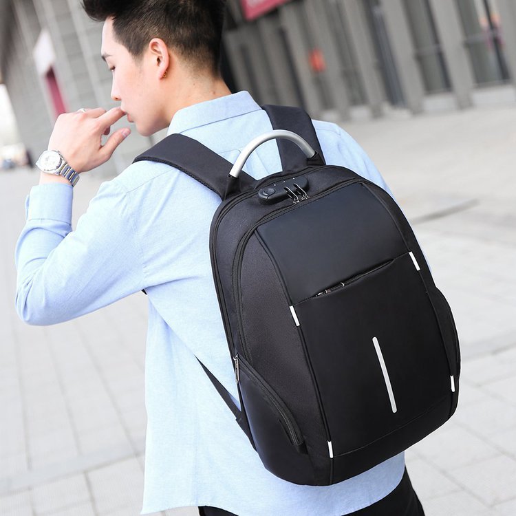 Cross-Border Shoulder Creative Style Backpack Women&#039;s Bag Men&#039;s Backpack Computer Bag USB Schoolbag Password Lock Anti-Theft Package