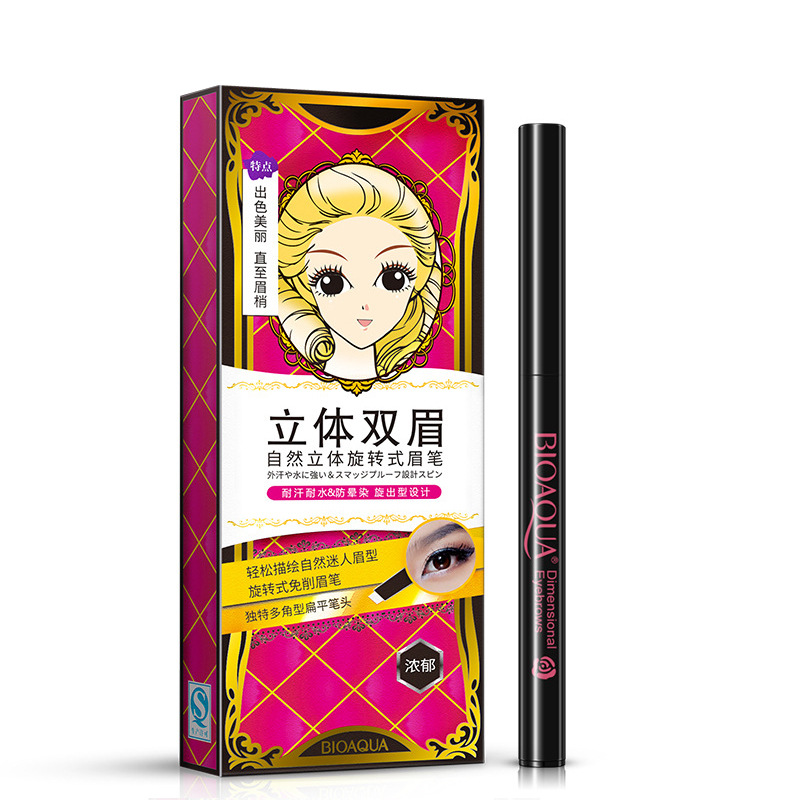 Bioaqua Three-Dimensional Rotary Eyebrow Pencil Thrush Lock Color Waterproof Sweat-Proof Thick Eyebrow Pencil Makeup Tools Factory Direct Sales