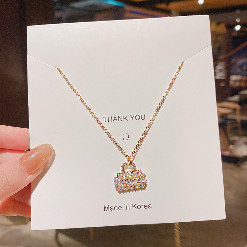 Titanium Steel Crystal Lock Necklace Popular Net Red Niche Design Ins Cold Style Light Luxury High-Grade Clavicle Chain Wholesale
