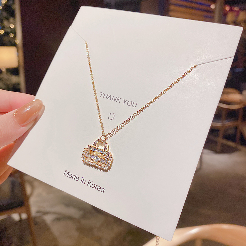 Titanium Steel Crystal Lock Necklace Popular Net Red Niche Design Ins Cold Style Light Luxury High-Grade Clavicle Chain Wholesale