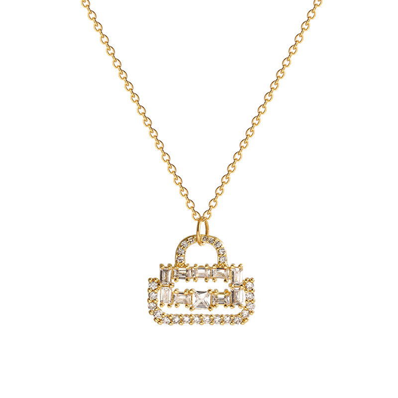 Titanium Steel Crystal Lock Necklace Popular Net Red Niche Design Ins Cold Style Light Luxury High-Grade Clavicle Chain Wholesale