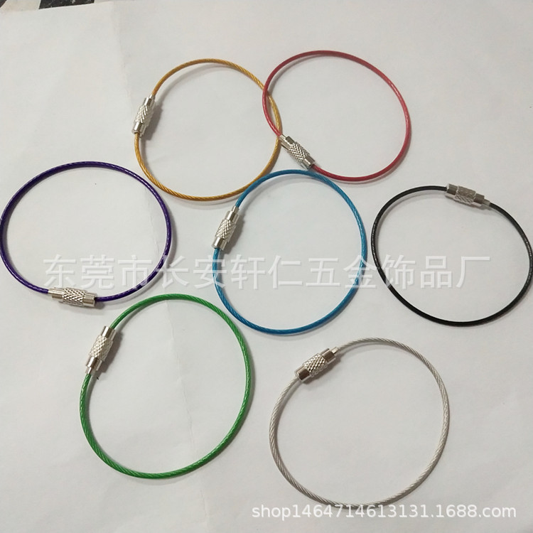 Currently Available Wholesale Steel Wire Rope Key Ring Stainless Steel Key Ring Color Coated Steel Ring Wire Lock