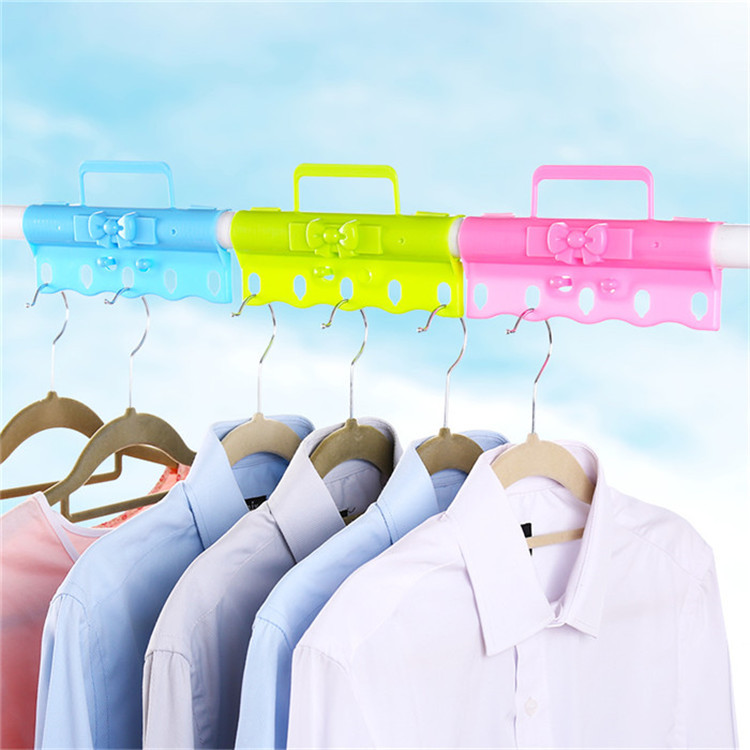 Five-hole clothes hanger windproof fastener plastic clothes hanger non-slip hook closet clothes hanging air rod lock