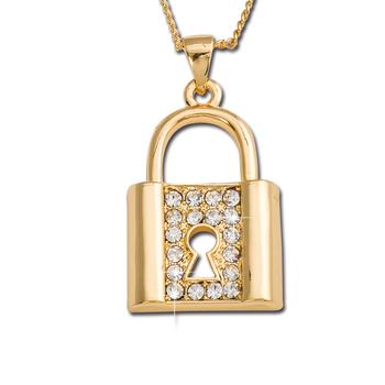 Korean character alloy diamond necklace chain delicate clavicle love lock short necklace