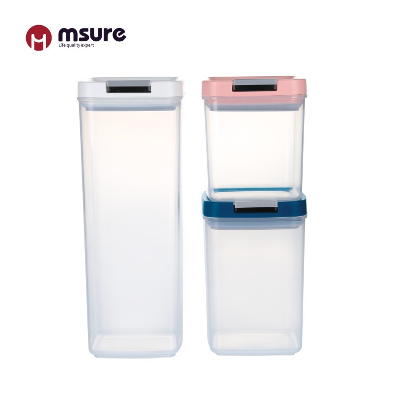 Household Kitchen Storage Transparent Plastic Easy-Lock Container Scented Tea Snack Sealed Jar Multigrain Dried Fruit Square Storage Jar