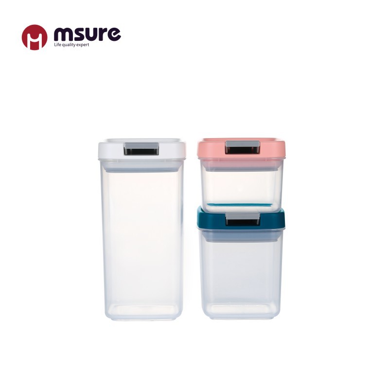 Household Kitchen Storage Transparent Plastic Easy-Lock Container Scented Tea Snack Sealed Jar Multigrain Dried Fruit Square Storage Jar