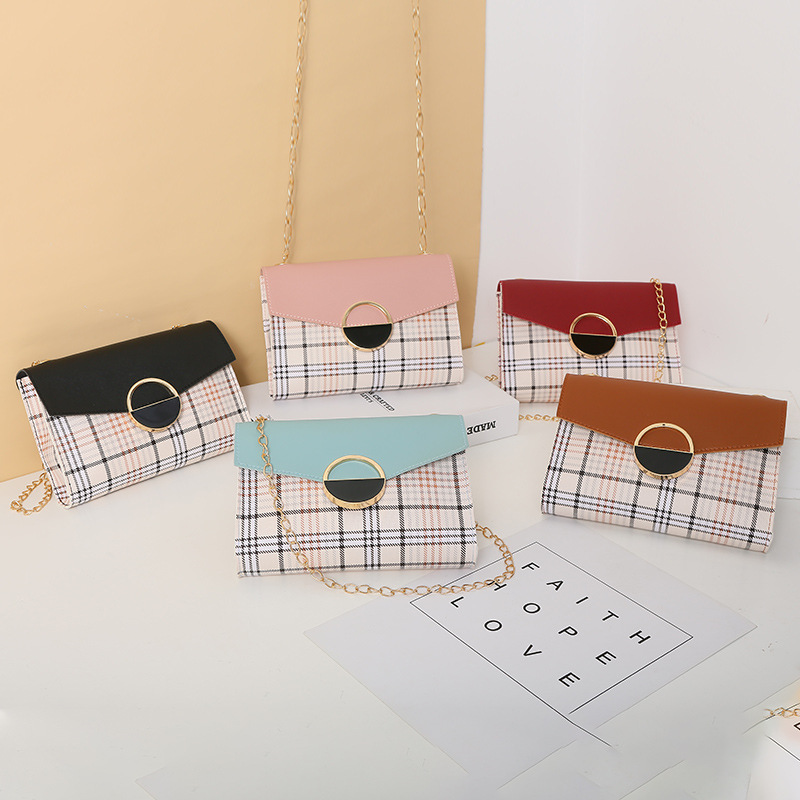 Foreign Trade Wholesale Mobile Phone Bag Fashion round Lock Mid-Length 2021 Summer Contrast Color Chain Crossbody NB Tote Bag