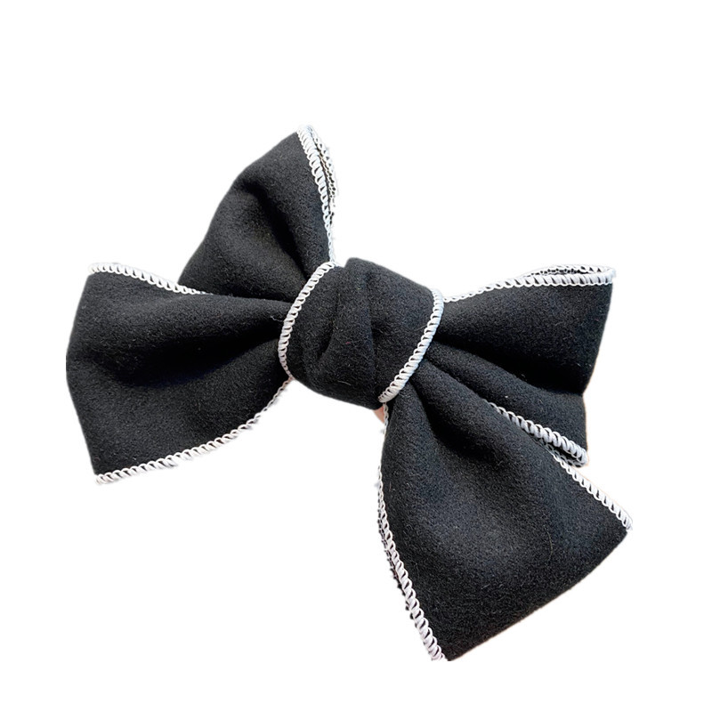 Lock Edge Woolen Cloth Big Bow Hairpin Sweet Color Matching Korean Style Duckbill Clip Chanel-Style Hairpin