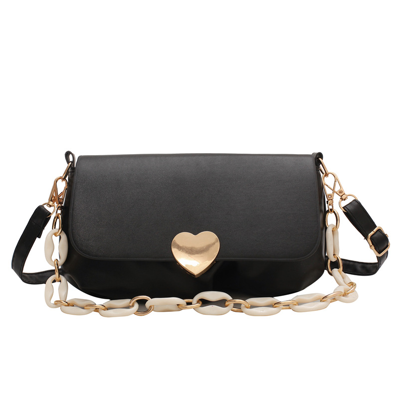 Women&#039;s Bag New 2021 Crossbody Shoulder Bag Soft Surface Internet Celebrity Magnetic Snap Underarm Cloud Bag Pleated Peach Heart Lock Bag