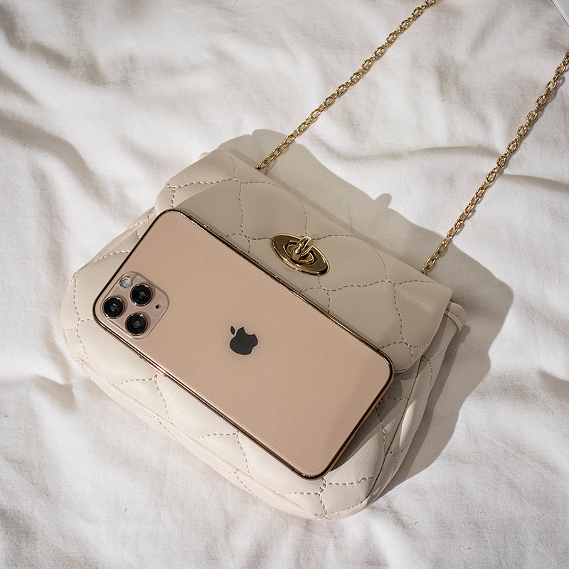 Diamond Plaid Chain Bag Women&#039;s Bag Trendy Best-Selling 2021 New Spring and Summer Fashion Twist Lock Crossbody Small Bag Shoulder Bag