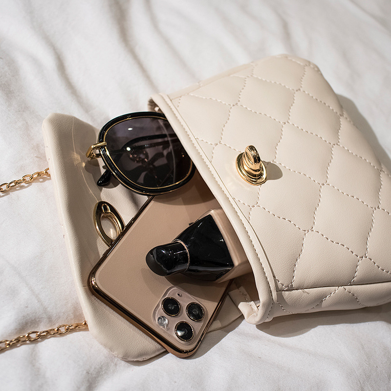 Diamond Plaid Chain Bag Women&#039;s Bag Trendy Best-Selling 2021 New Spring and Summer Fashion Twist Lock Crossbody Small Bag Shoulder Bag