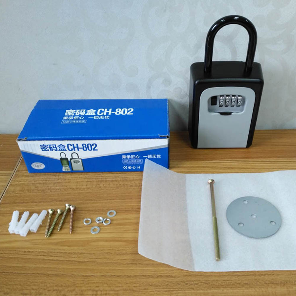 Factory Direct Sales Amazon Wall-Mounted Password Key Box 802 Spot Aluminum Alloy Belt Lock Hook Password Box