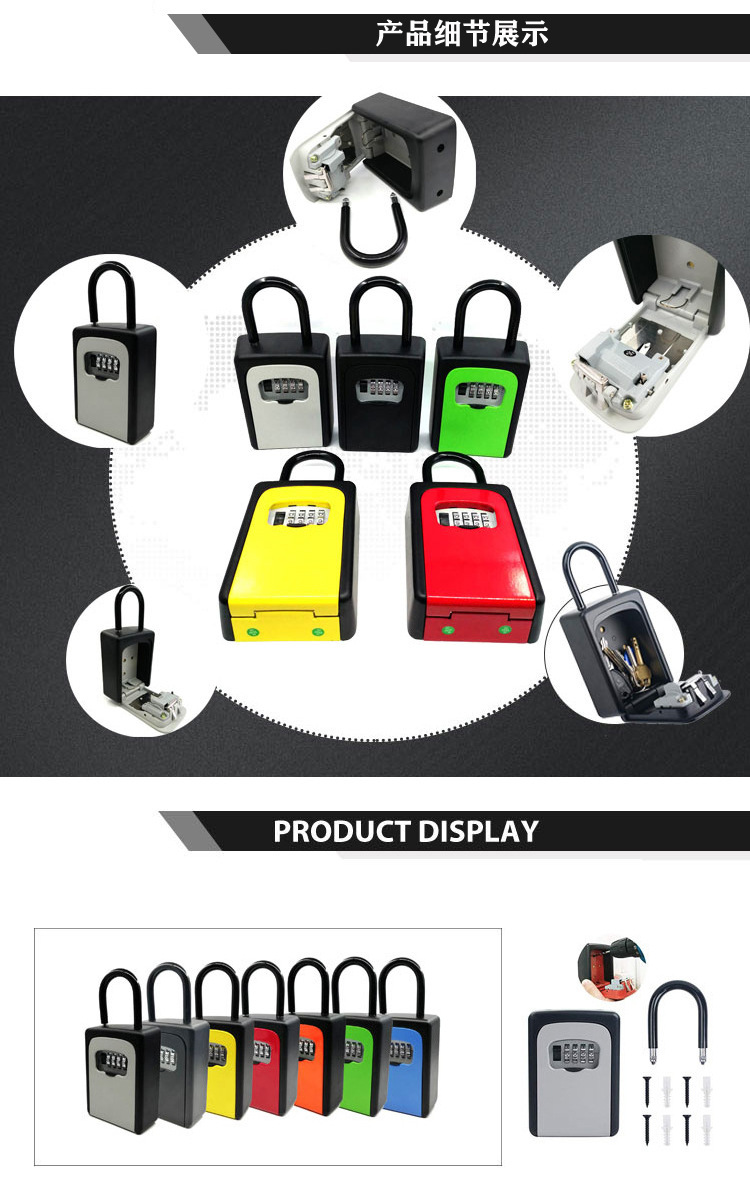 Factory Direct Sales Amazon Wall-Mounted Password Key Box 802 Spot Aluminum Alloy Belt Lock Hook Password Box