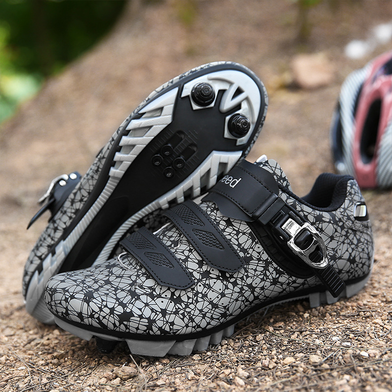 Cross-Border Large Size Riding Lock Shoes Men and Women Couple Luminous Colorful Hard Bottom Professional Mountain Lockless Bicycle Sneakers