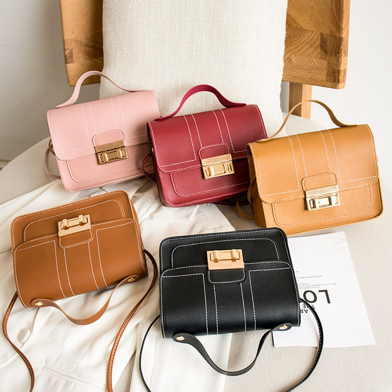 One Piece Dropshipping 2020 Winter Korean Style Stitching Color Double Lock Mobile Phone Bag Shoulder Crossbody Handbags for Women