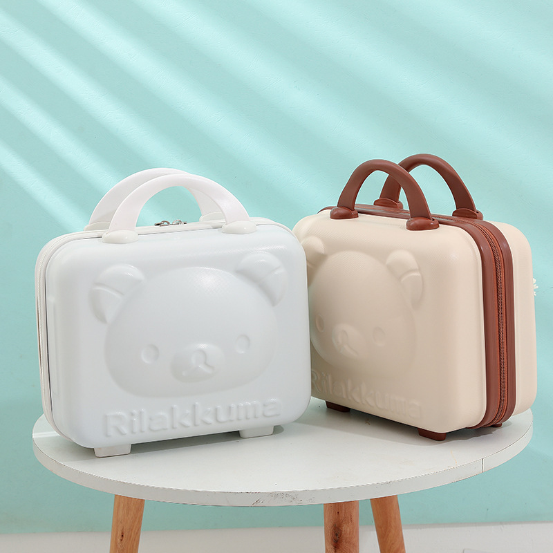 Suitcase 14-Inch Mini Cosmetic Case Bear Password Lock Travel Storage Box Hand Gift Bridal Luggage