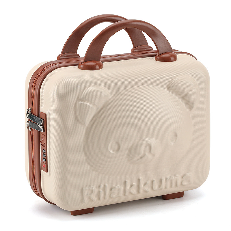 Suitcase 14-Inch Mini Cosmetic Case Bear Password Lock Travel Storage Box Hand Gift Bridal Luggage