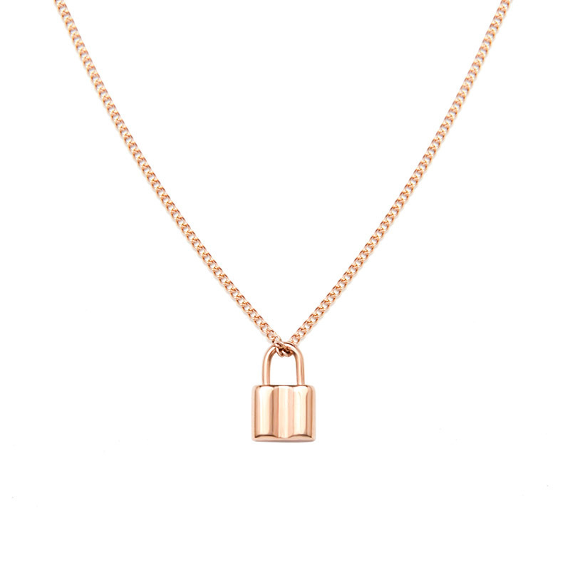 European and American Fashion Design Small Lock Pendant Titanium Steel Necklace Female Clavicle Chain Sweater Accessories Ins Simple Necklace