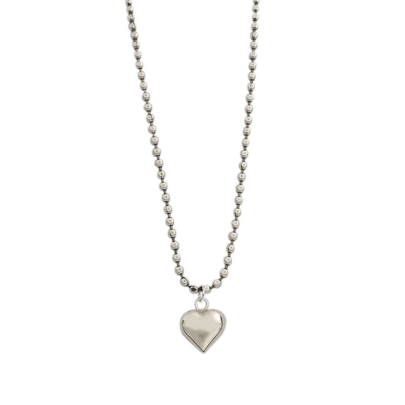 Korean Style Dongdaemun New 925 Thai Silver Love Necklace Women&#039;s Simple All-Match Retro Sterling Silver Short Lock