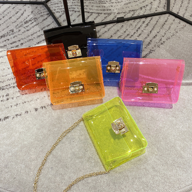 Fresh Transparent Bag 2021 Summer Korean New Lock Small Square Bag Shoulder Crossbody Bag Chain Small Bag