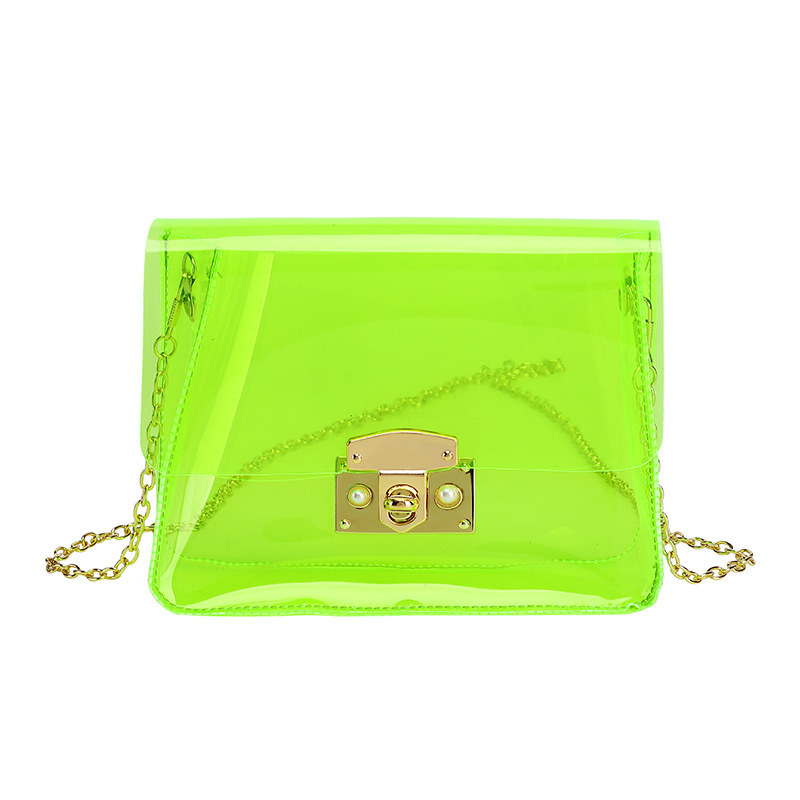 Fresh Transparent Bag 2021 Summer Korean New Lock Small Square Bag Shoulder Crossbody Bag Chain Small Bag