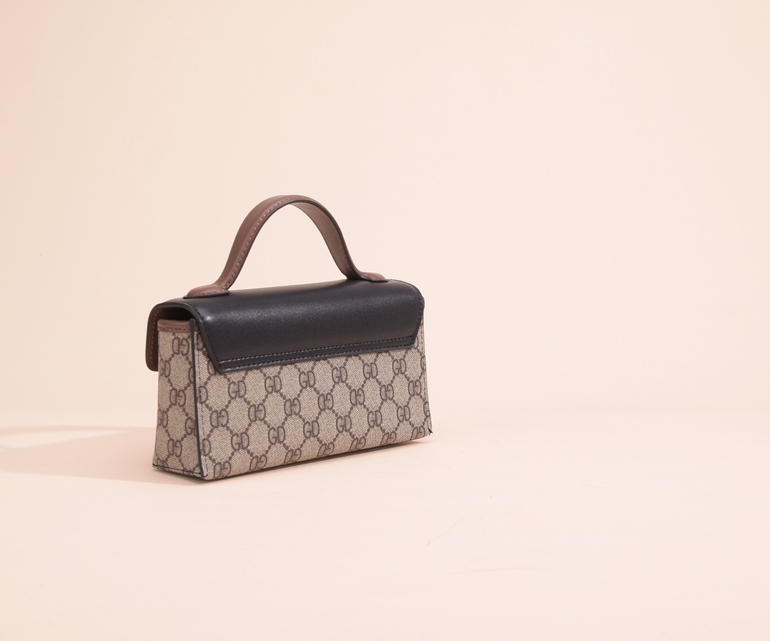 2021 Spring and Summer New Genuine Leather Printed Small Square Bag Vintage Lock Flip Shoulder Crossbody Handbag Fashion