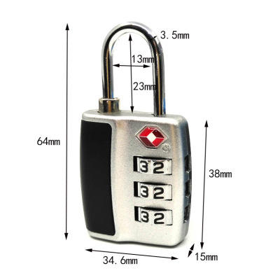 US Customs TSA Combination Lock Gym Password Lock Zinc Alloy Travel Lock Pull Rod Luggage Lock