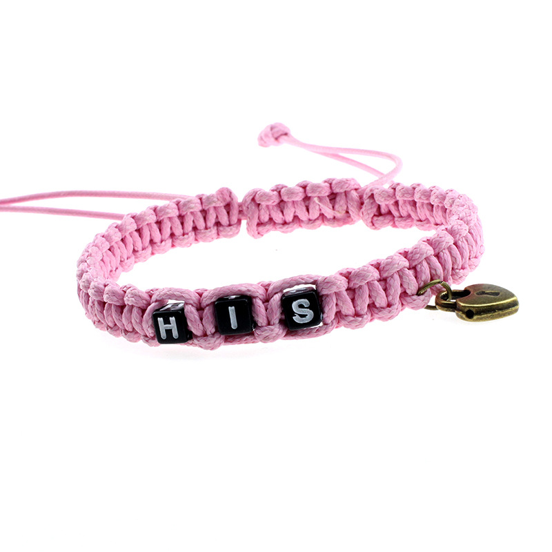 European and American His Hers Couple Bracelet Lock Core Key Pendant Woven Lanyard Bracelet Cross-Border Sold Jewelry Wholesale
