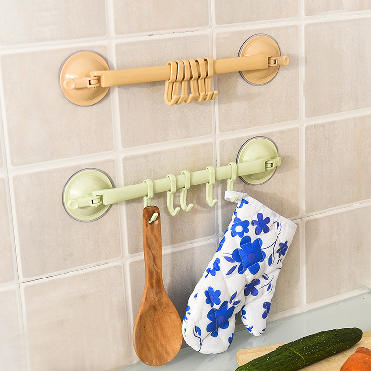 Lock Type Strong Suction Cup 6 Linked Home Wall Bathroom Plastic Kitchen Seamless Six-Piece Towel Hook