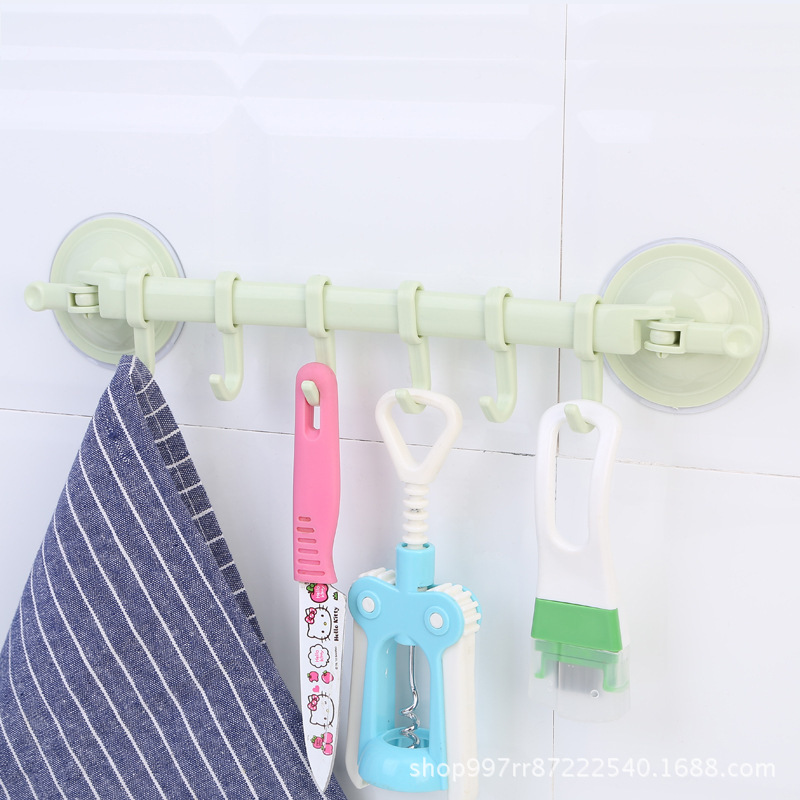 Lock Type Strong Suction Cup 6 Linked Home Wall Bathroom Plastic Kitchen Seamless Six-Piece Towel Hook