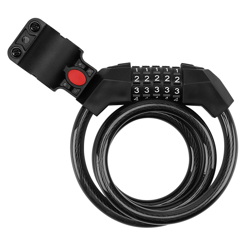8333 Bicycle Five-Digit Password Lock Mountain Bike Cable Lock Riding Wire Lock with Lock Frame Steel Ring Lock