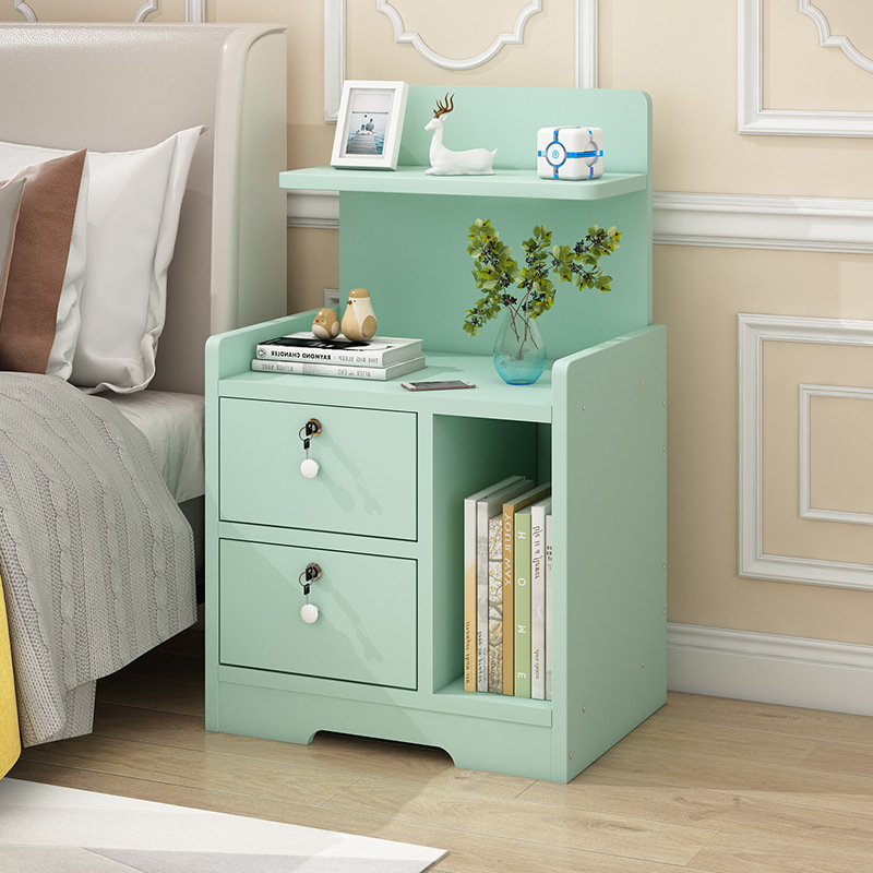 Factory Direct Sales Bedside Table Simple Modern Economy Small Apartment Bedroom Locker Nordic Assembly with Lock Bedside Simple