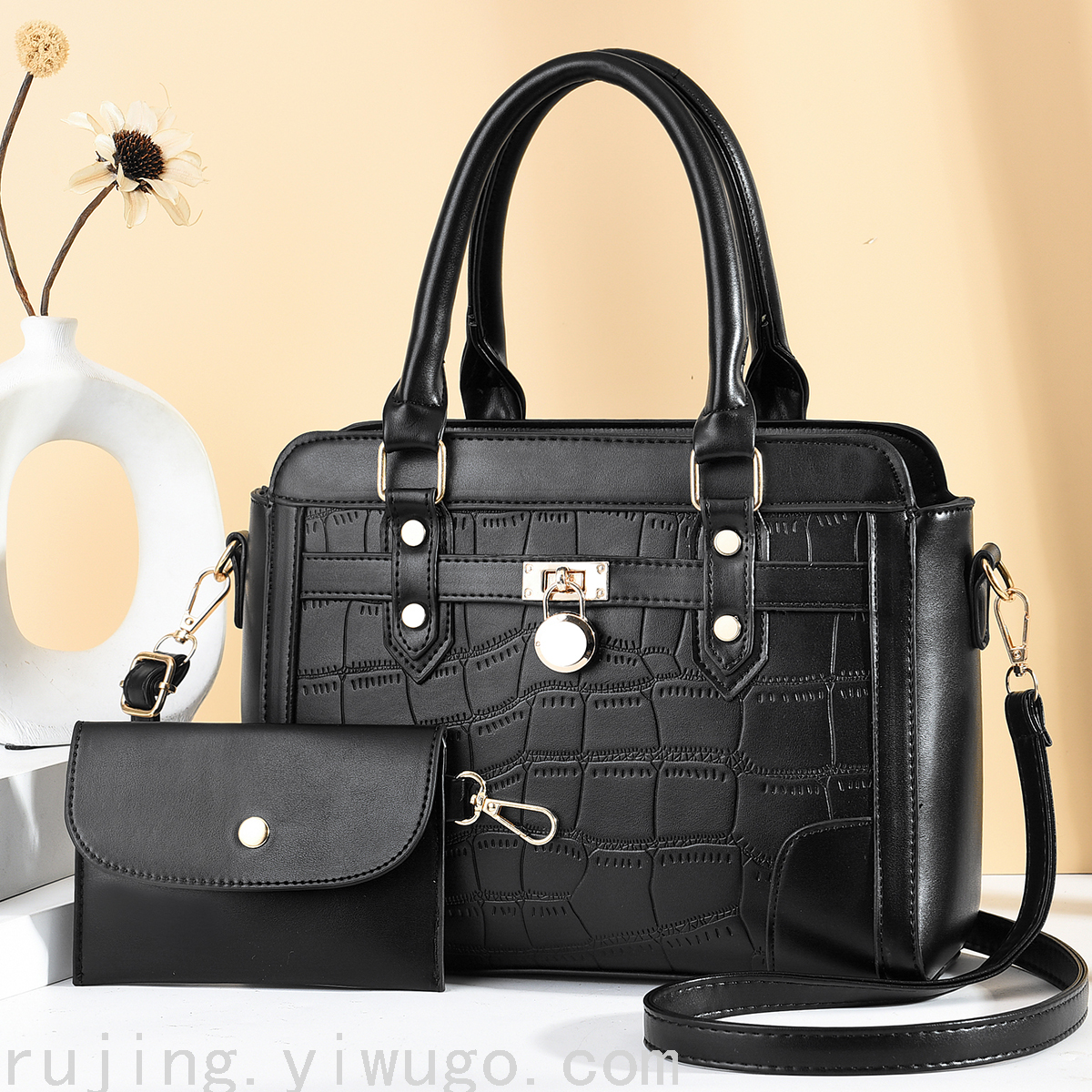 fashion bag Large Capacity popular Metal lock decoration handbag tote Bags 14046