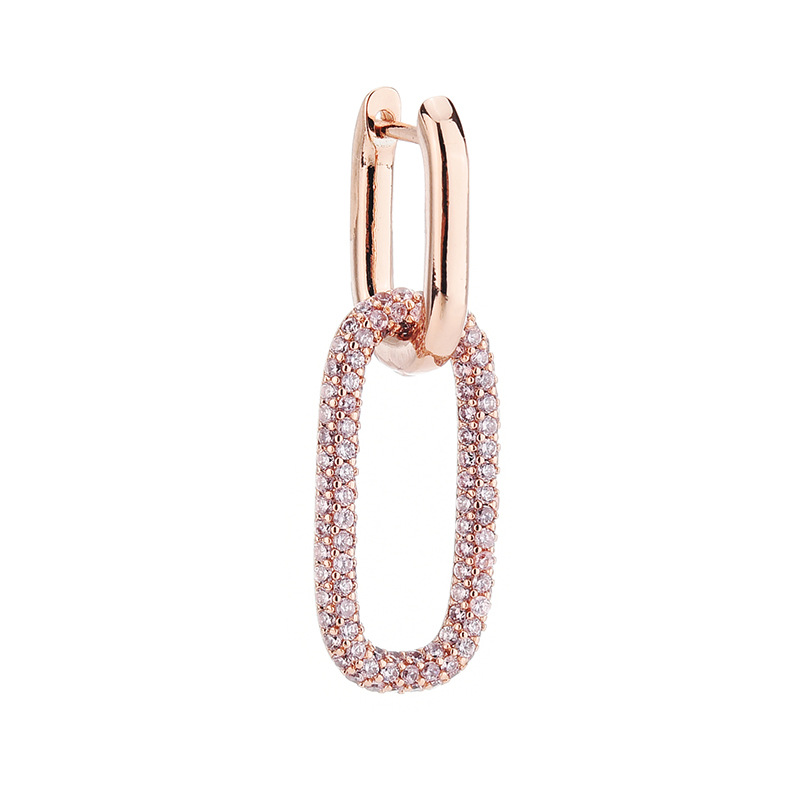 European and American Fashion Retro Earrings Micro Inlaid Zircon Geometric Lock Earrings Korean Style Temperament Wild Trendy Ear Ring Single