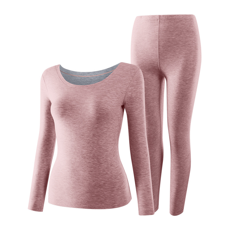 Autumn and Winter New Sheep Wool Seamless Thermal Underwear Women&#039;s round Neck Lock Edge Autumn Suit Base Thermal Clothes