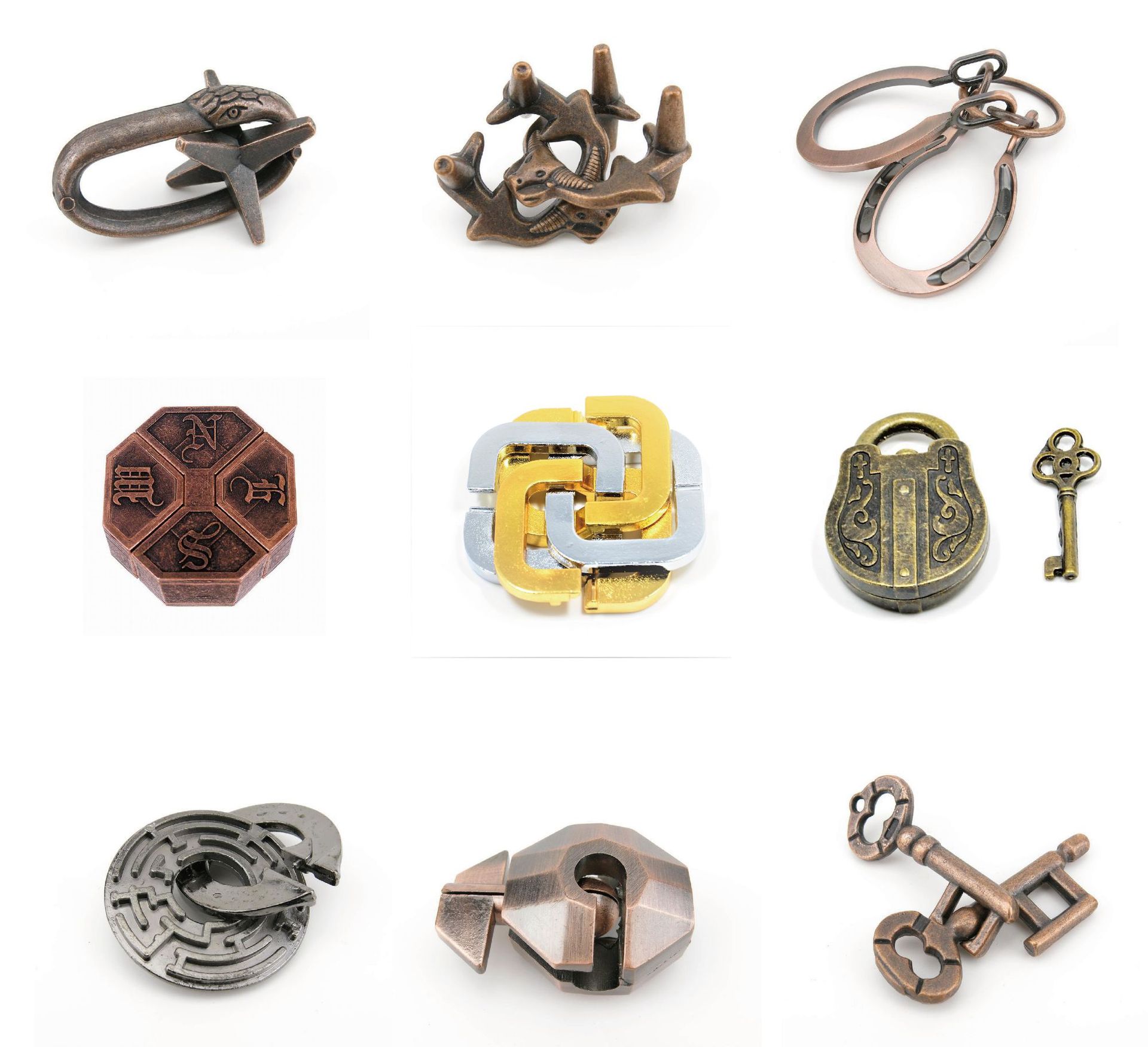 Siqi magic gold KAISIQI PUZZLE kong ming lock luban lock zinc alloy intelligence PUZZLE unlocking toy